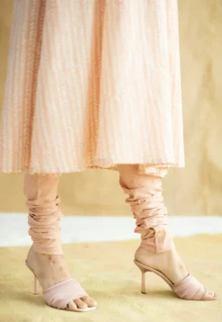 Miral Peach Solid Slub Cotton Churidar