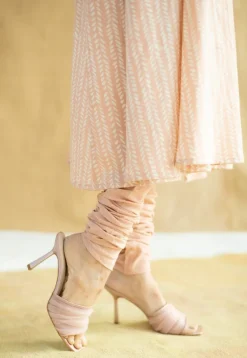 Miral Peach Solid Slub Cotton Churidar