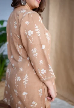 Mishel Dabu Slub Cotton Embroidered Top