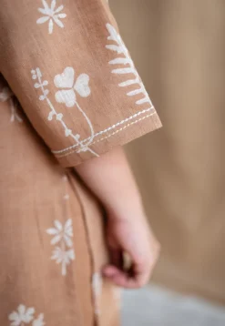 Mishel Dabu Slub Cotton Embroidered Top