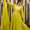Mohini Lime Green Angrakha Chanderi Silk Gota Patti Kurta Set (Set of 3)