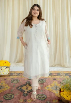 Mriga Chanderi Zari Stripe Jhabba Kali Kurta