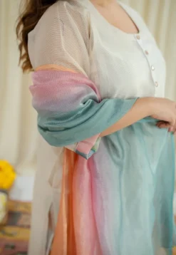 Mriga Chanderi Zari Stripe Jhabba Kali Kurta