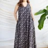 Naimat Black Ajrakh Cotton A Line Dress