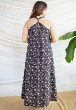 Naimat Black Ajrakh Cotton A Line Dress