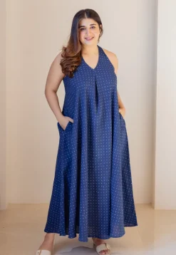 Naimat Indigo Dabu Cotton A Line Dress