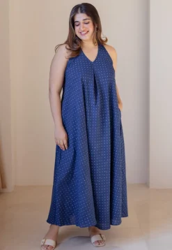 Naimat Indigo Dabu Cotton A Line Dress