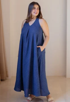 Naimat Indigo Dabu Cotton A Line Dress