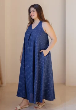 Naimat Indigo Dabu Cotton A Line Dress