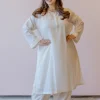 Naina Off White Jamdani Handloom Cotton Anti-Fit Kurta