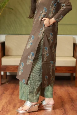 Nargis Ajrakh Brown Natural Dyed Kurta