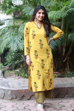 Nargis Ajrakh Mustard Natural Dyed Kurta