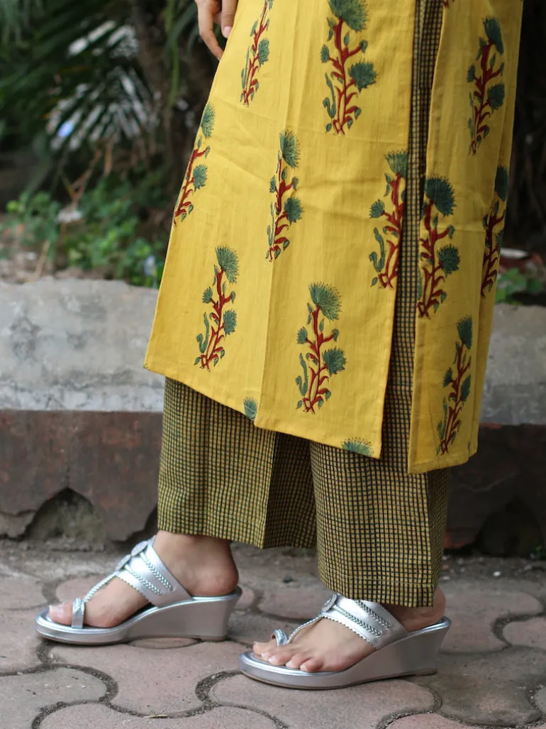 Nargis Ajrakh Mustard Natural Dyed Kurta
