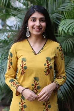 Nargis Ajrakh Mustard Natural Dyed Kurta