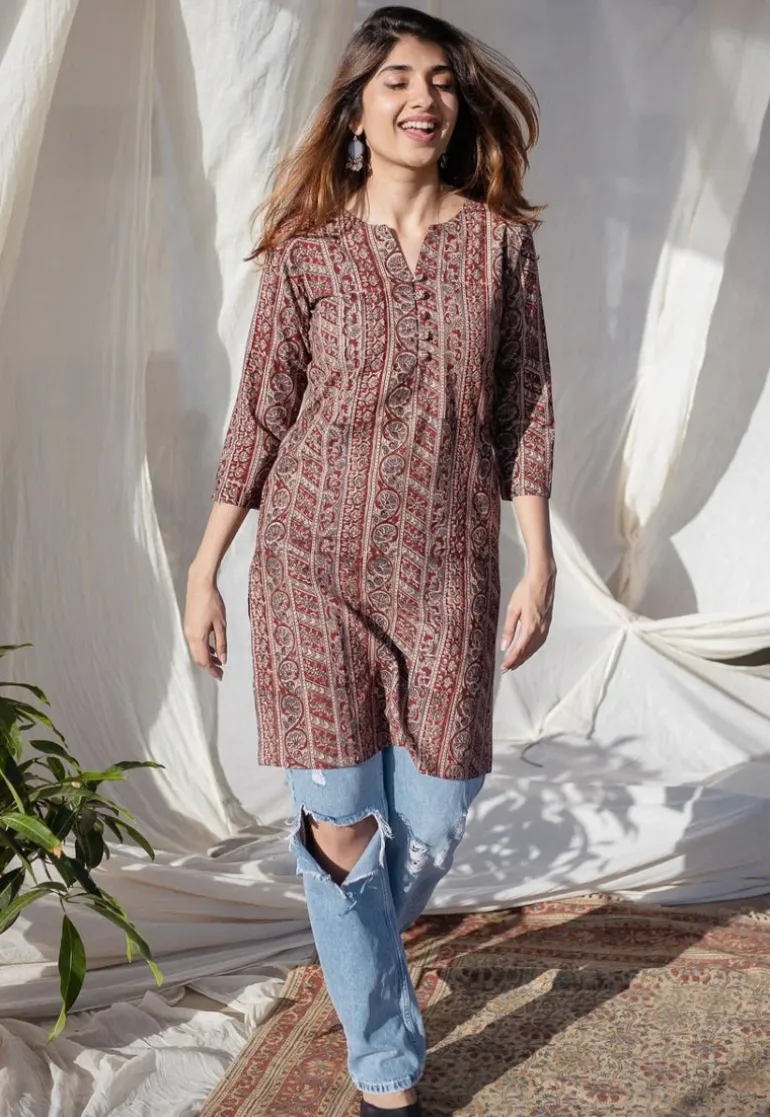 Naveli Kalamkari Cotton Kurta