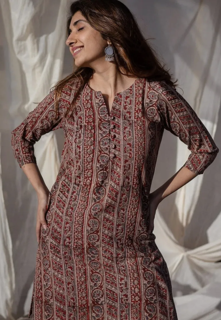 Naveli Kalamkari Cotton Kurta