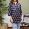 Navy Blue Jahota Cotton Top