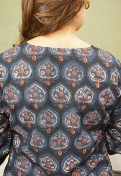 Navy Blue Jahota Cotton Top