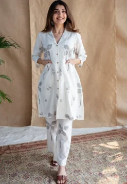 Nazifa Dabu Slub Cotton Co-ord Set (Set of 2)