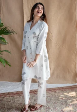 Nazifa Dabu Slub Cotton Co-ord Set (Set of 2)