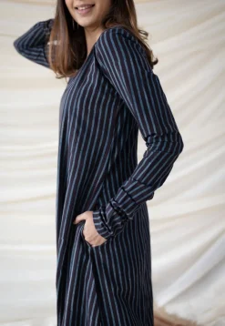 Neela Cotton Striped Ajrakh Kali kurta