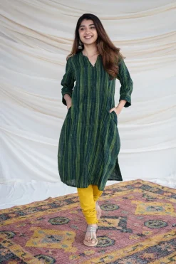 Nimi Slub Cotton Striped Kurta