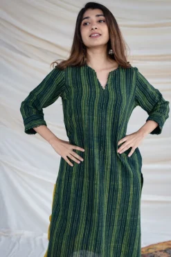 Nimi Slub Cotton Striped Kurta