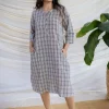 Nura Off White Handwoven Kala Cotton Straight Dress