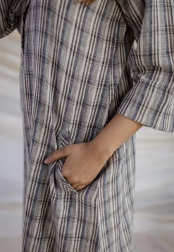 Nura Off White Handwoven Kala Cotton Straight Dress