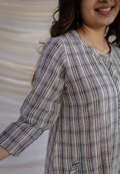 Nura Off White Handwoven Kala Cotton Straight Dress