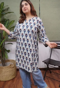 Off-White Ajrakh Cotton Kurta