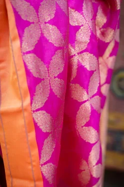 Pink Chanderi Pattu Full Jaal Work Saree