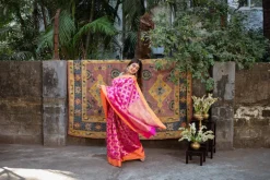 Pink Chanderi Pattu Full Jaal Work Saree