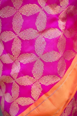 Pink Chanderi Pattu Full Jaal Work Saree