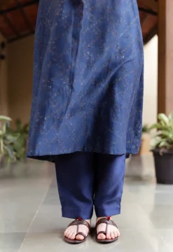 Prita Dark Indigo Solid Chanderi Silk Narrow Pant
