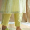 Prita Lime Green Solid Slub Cotton Narrow Pant