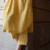 Prita Mustard Hand Block Print Slub Cotton Narrow Pant
