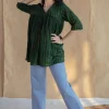 Purvi Green Dabu Slub Cotton A Line Short Top