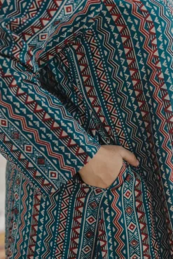 Qainat Blue Ajrakh Kali kurta
