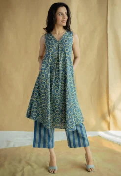 Raahi Indigo Ajrakh Cotton A Line Kurta