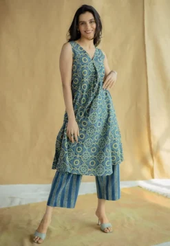 Raahi Indigo Ajrakh Cotton A Line Kurta