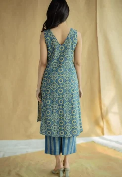 Raahi Indigo Ajrakh Cotton A Line Kurta