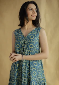 Raahi Indigo Ajrakh Cotton A Line Kurta