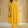 Raahi Mustard Solid Kala Cotton A Line Kurta