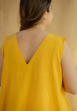 Raahi Mustard Solid Kala Cotton A Line Kurta