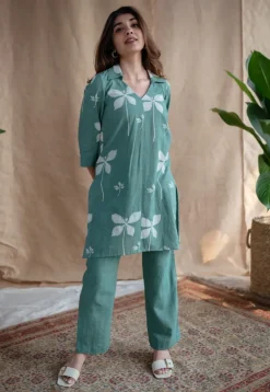 Rahea Slub Cotton Straight Pant