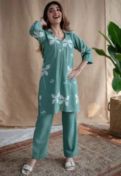 Rahea Slub Cotton Straight Pant