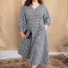 Rahima Black Hand Block Print Cotton A Line Dress
