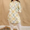 Raiha White Clamp Dyed Linen Cotton Loose Kurta