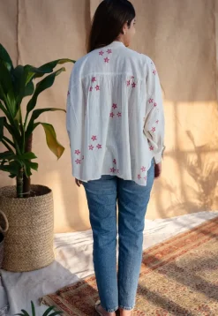 Rayia Dabu Slub Cotton Hand Embroidered Top